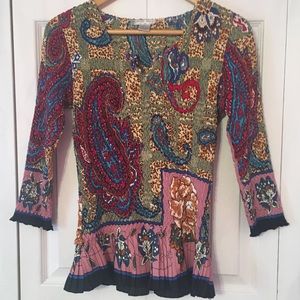 {ALBERTO MAKALI} Colorful Textured Sequin Shirt L